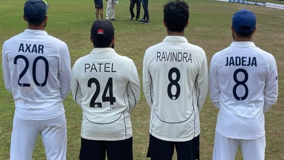 Axar Patel, Ajaz Patel, Rachin Ravindra & Ravindra Jadeja